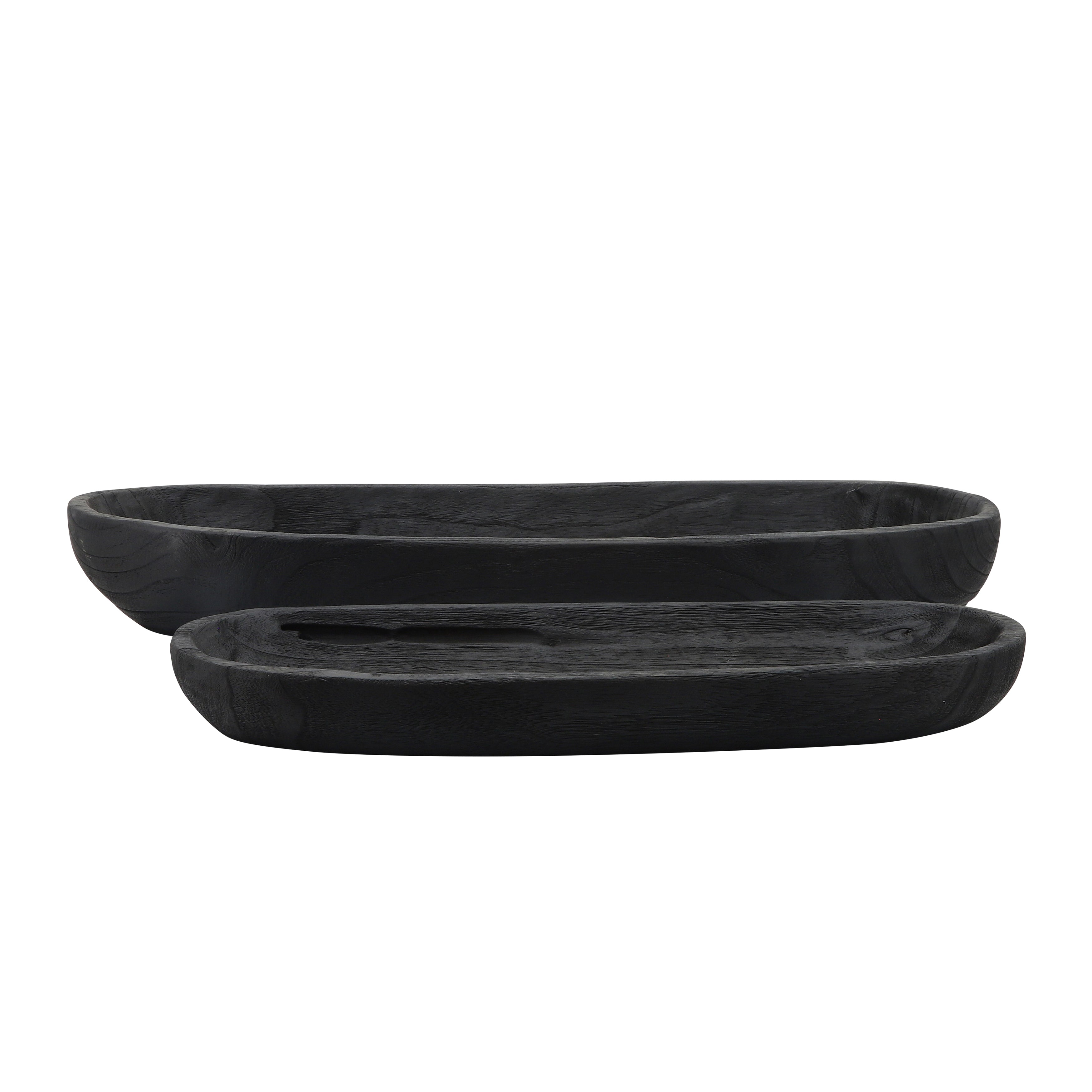 S/2 18/24" Wood Decor Plates, Black - Decor Addict, LLC