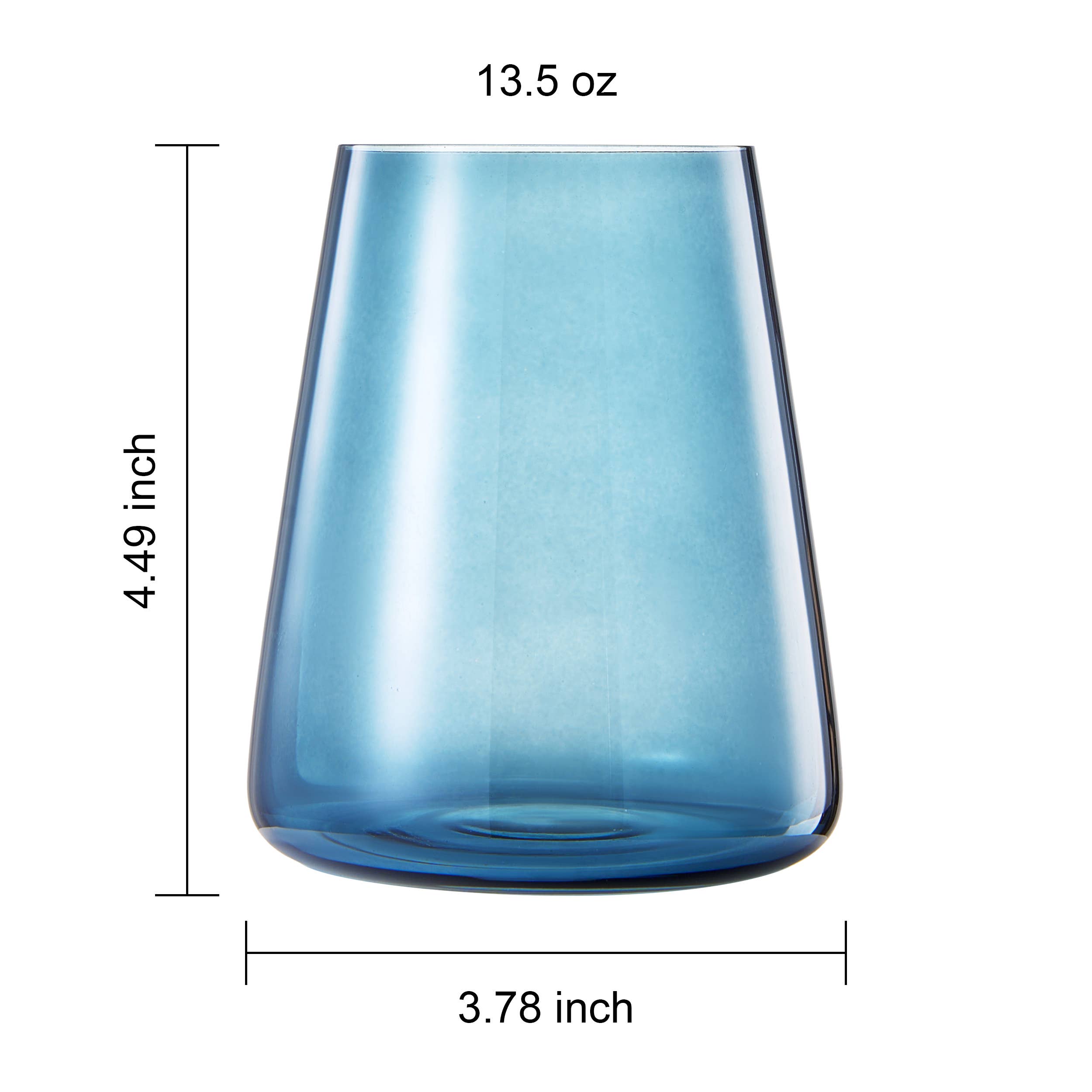 Stemless German Design Colored Wine Glass - Set of 6 13.5 OZ - Decor Addict, LLC