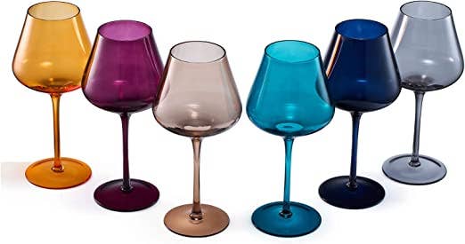 Jewel Colored Crystal Wine Glass Set of 6 - Thumbnail 4