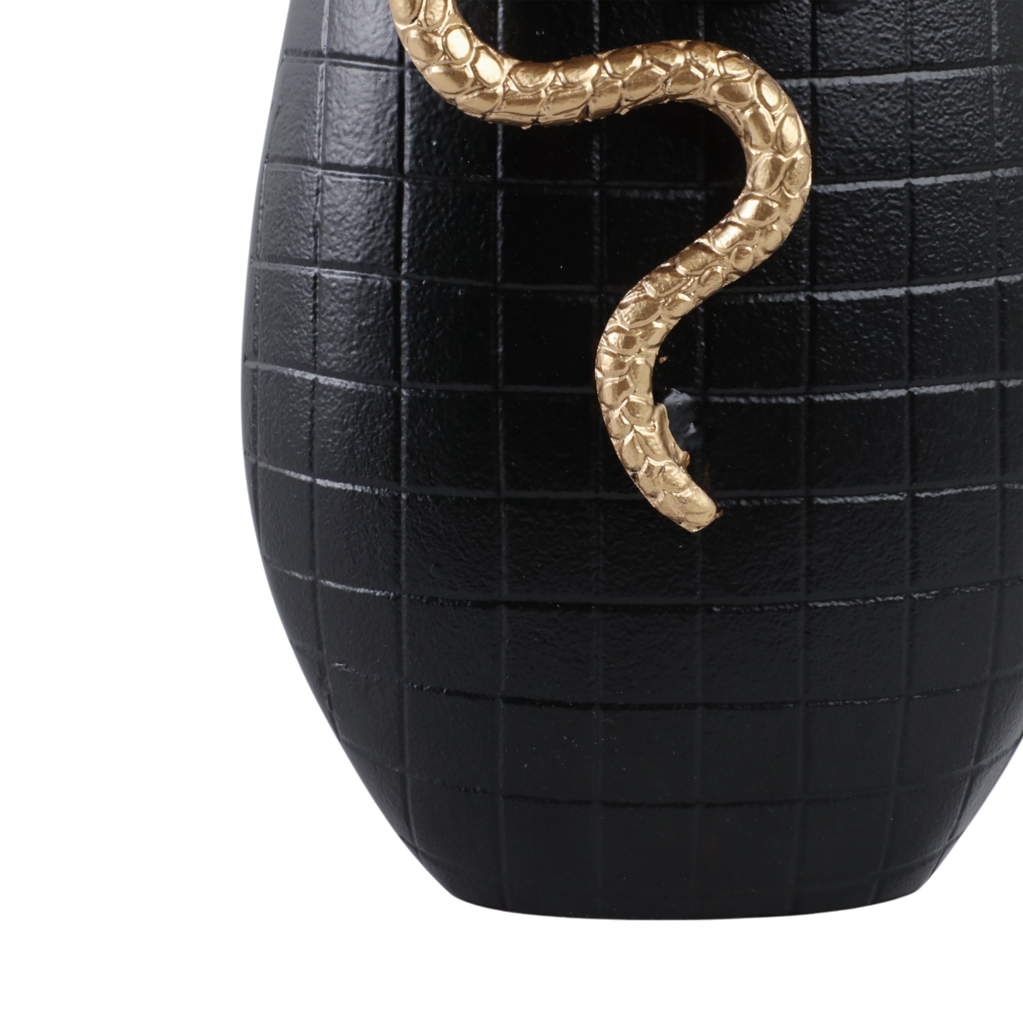 16x10" Curved Snake On Vase, Black/gold - Decor Addict, LLC