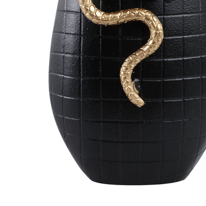 16x10" Curved Snake On Vase, Black/gold - Decor Addict, LLC
