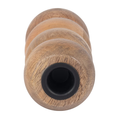 Wood, 7" Ribbed Votive Holder, Natural - Decor Addict, LLC