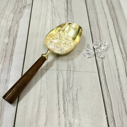 Gold Hammered Ice Scoop w/ Driftwood Handle - Decor Addict, LLC