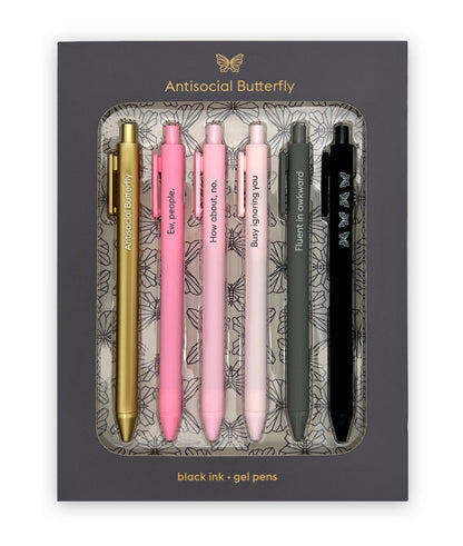 ANTISOCIAL BUTTERFLY - QUOTABLE GEL PEN SET - Decor Addict, LLC