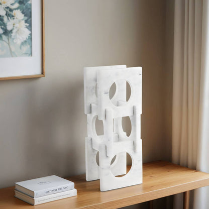 Wine Rack - White Marble Decorative Wine Bottle Rack, 16 in. - Decor Addict, LLC