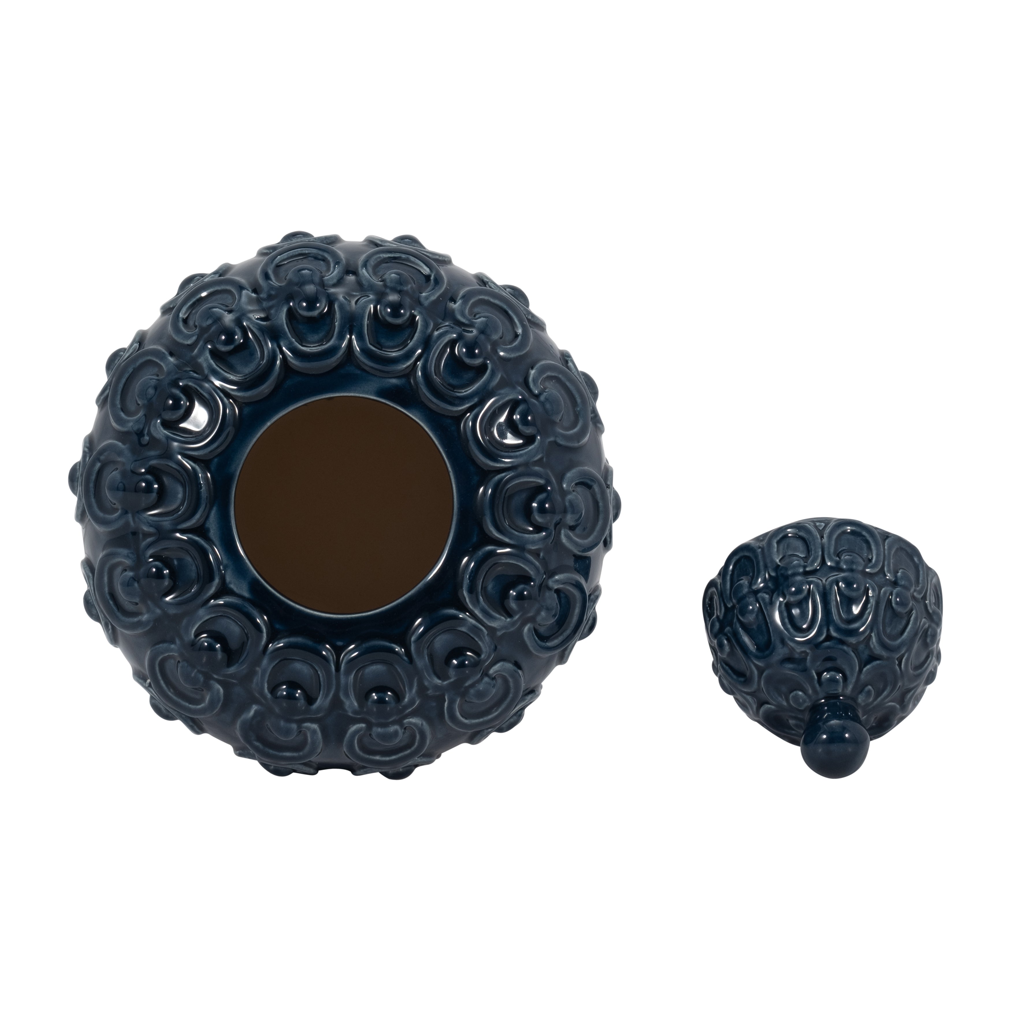 Cer, 12" Chain Texture Jar, Navy - Decor Addict, LLC