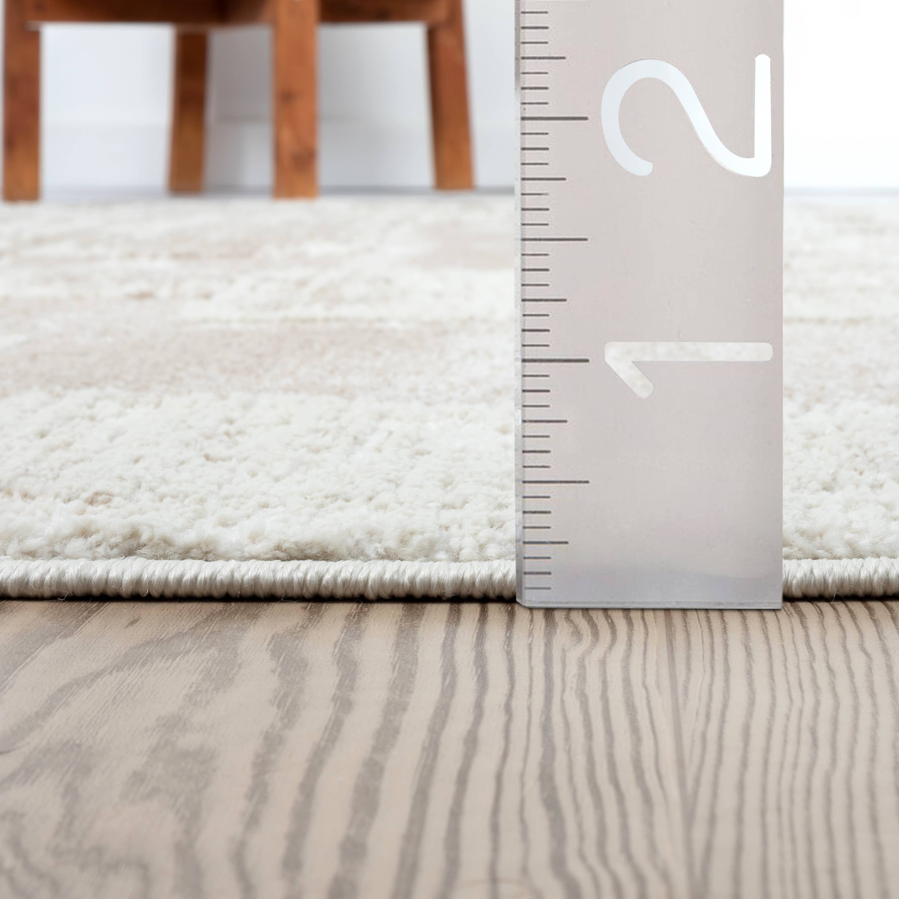 Abani Viva Neutral Cream Beige Block Pattern Area Rug: 6' x 9' - Decor Addict, LLC