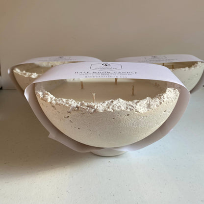 Half Moon Candle | Bowl Candle: White & Gold / Moroccan Cashmere - Decor Addict, LLC