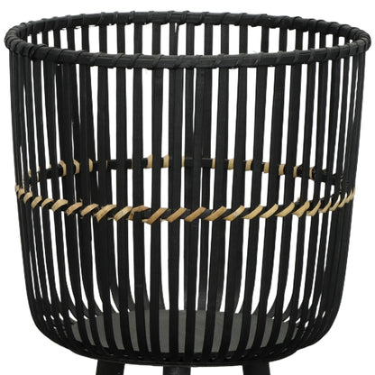 S/3 Bamboo Footed Planters 11/13/15", Black - Decor Addict, LLC