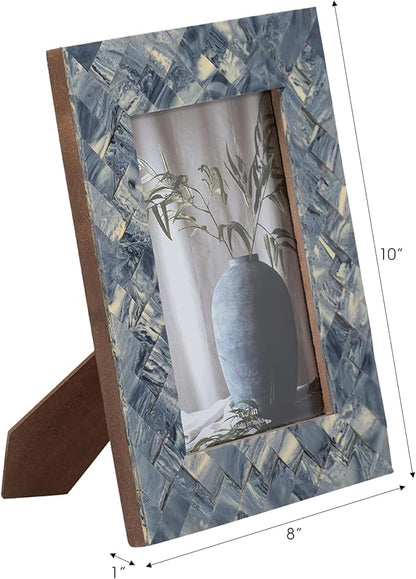 Resin 5x7 Woven Photo Frame, Blue/Ivory - Decor Addict, LLC