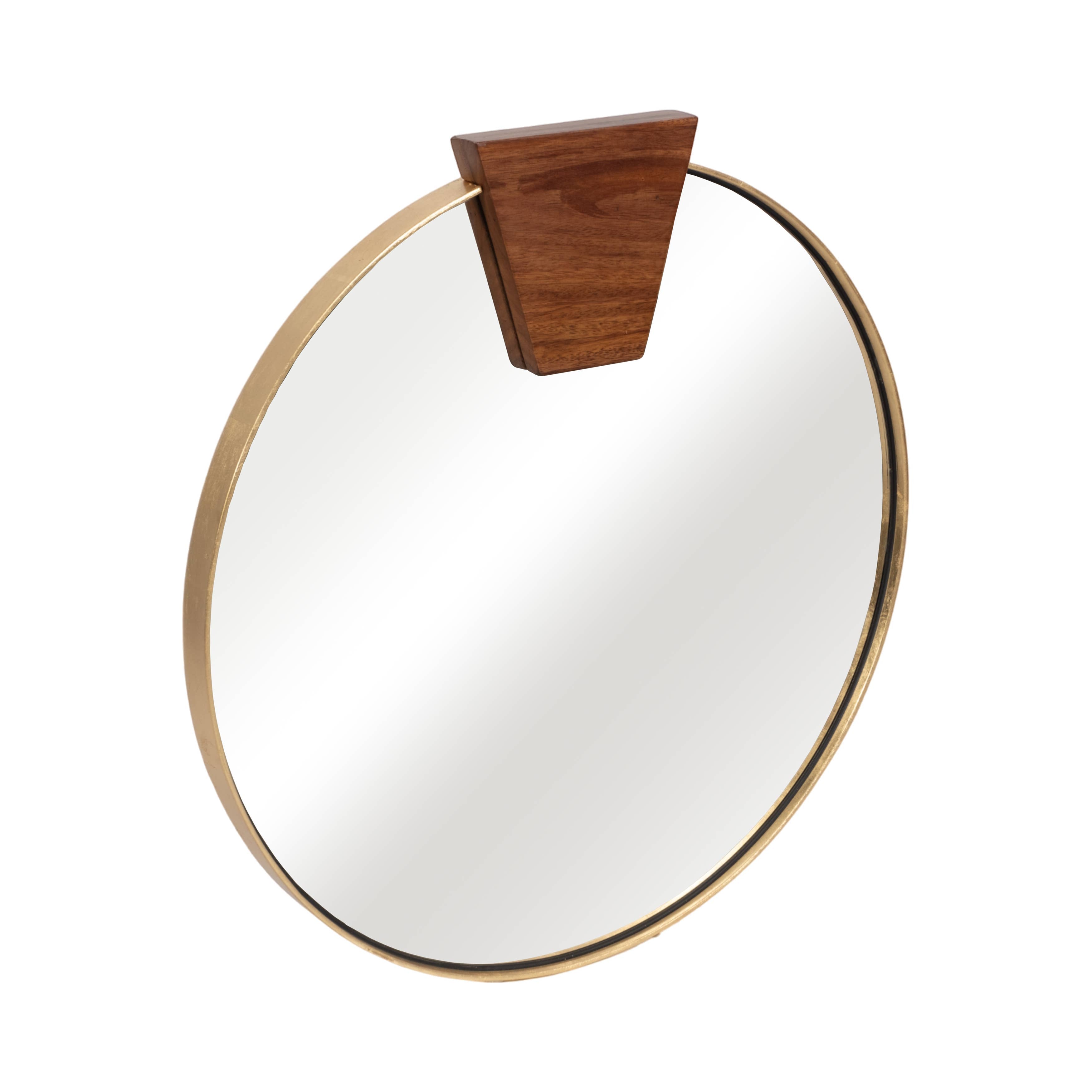 Gold 32x32 Round Wood Piece Framed Mirror - Decor Addict, LLC