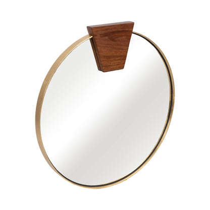Gold 32x32 Round Wood Piece Framed Mirror - Decor Addict, LLC