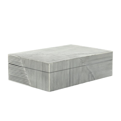 Resin S/2 Ridged Boxes, White - Decor Addict, LLC