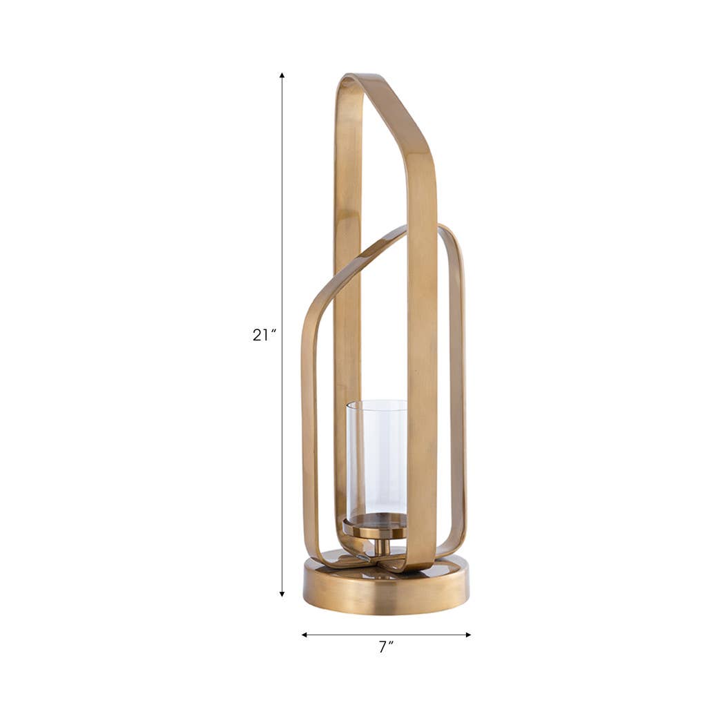Candle Holder - Gold Metal Stylish Hurricane, 21 in. - Decor Addict, LLC