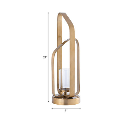 Candle Holder - Gold Metal Stylish Hurricane, 21 in. - Decor Addict, LLC