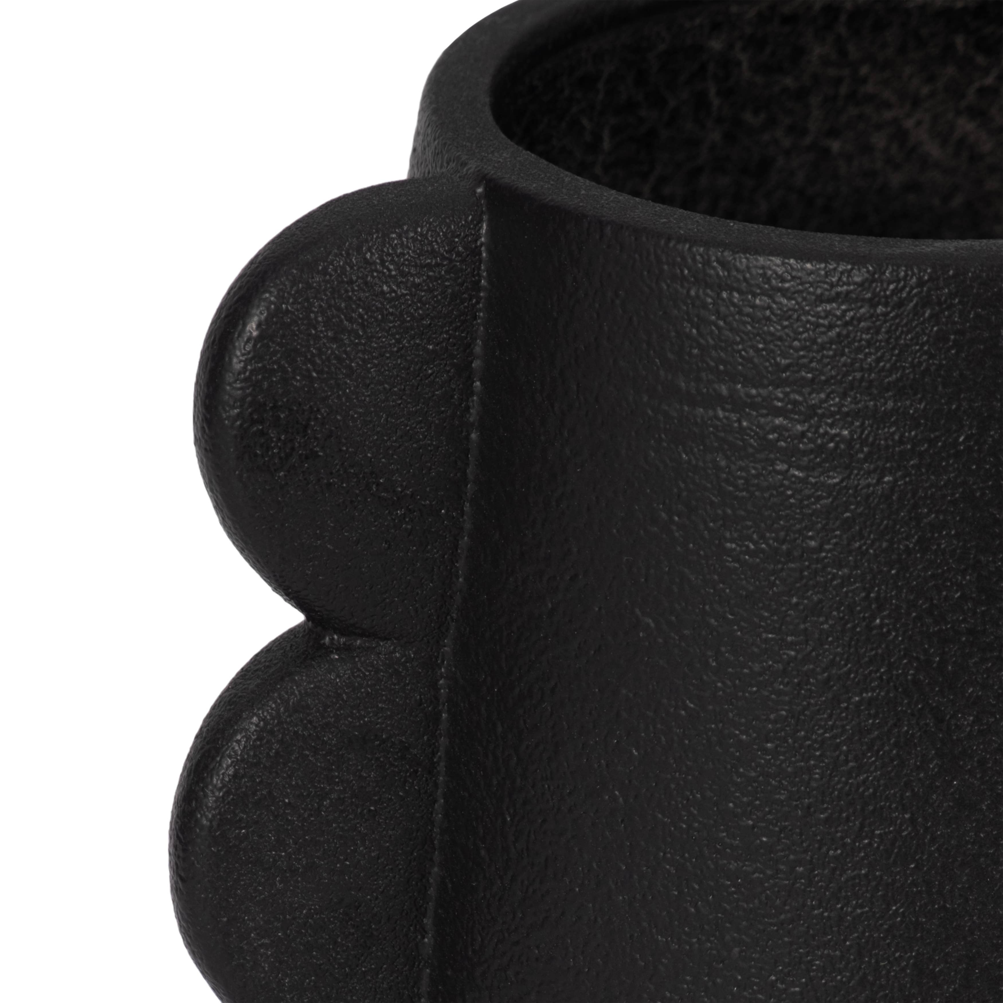 8 in. Black Stoneware Contemporary Unique Eared Vase - Decor Addict, LLC