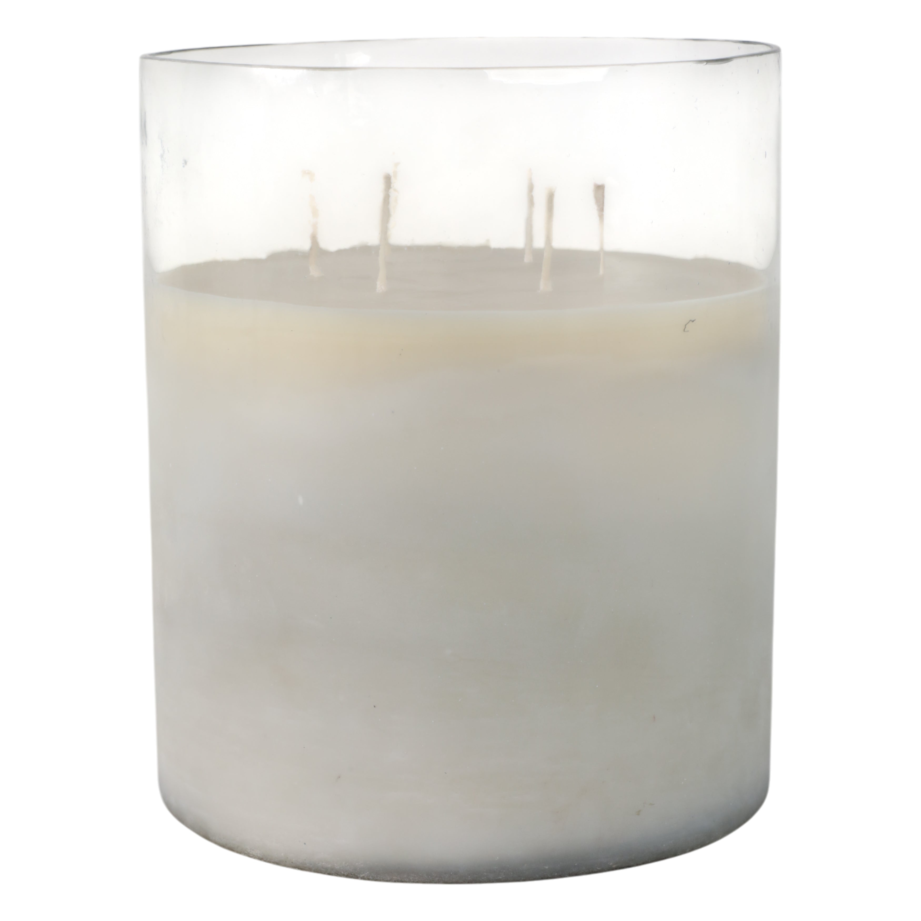 12x10" 349 Oz Jasmine Frosted Glass Candle, Clear - Decor Addict, LLC