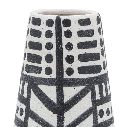 Cer, 8" Eclectic Vase, Black/white - Decor Addict, LLC