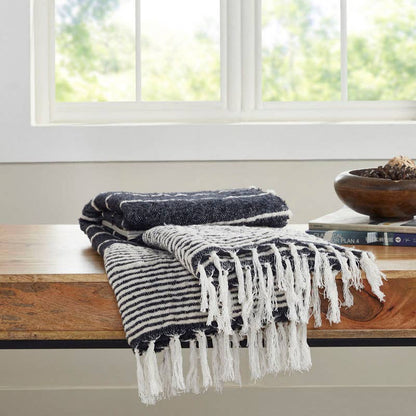 Abigail Woven Striped Throw Blanket I 50"x 70" I Navy - Decor Addict, LLC