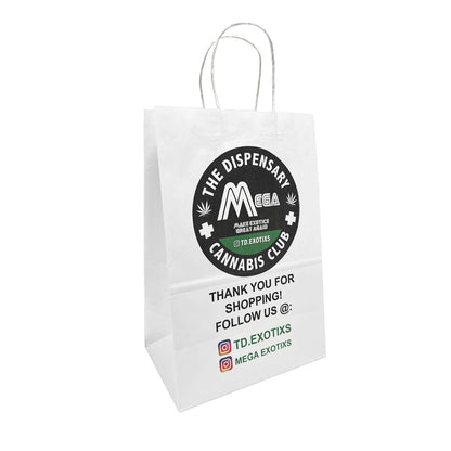 Custom Print 200pcs Bottle 9x5.75x13 White Paper Bags: 200 bags - $0.74/pc / 1 side print (front)