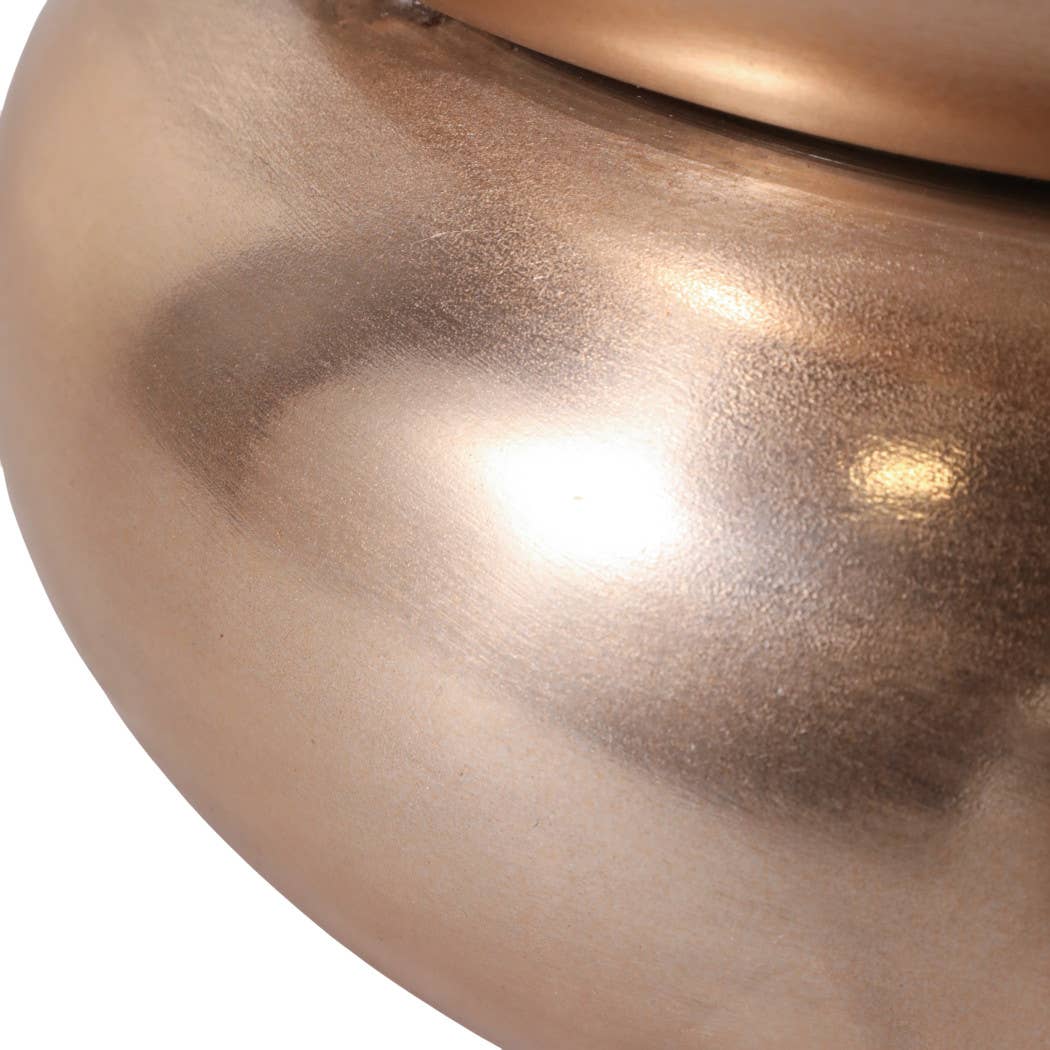 Side Table - Gold Metal Narrow Bold Rounded Drum, 20 in. - Decor Addict, LLC