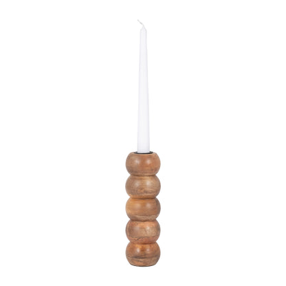 Wood, 8" Ribbed Votive Holder, Natural - Decor Addict, LLC