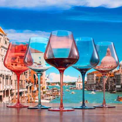 Colors of Venice, Italy, City Wine Glassware | 5 Set, 20 OZ - Decor Addict, LLC