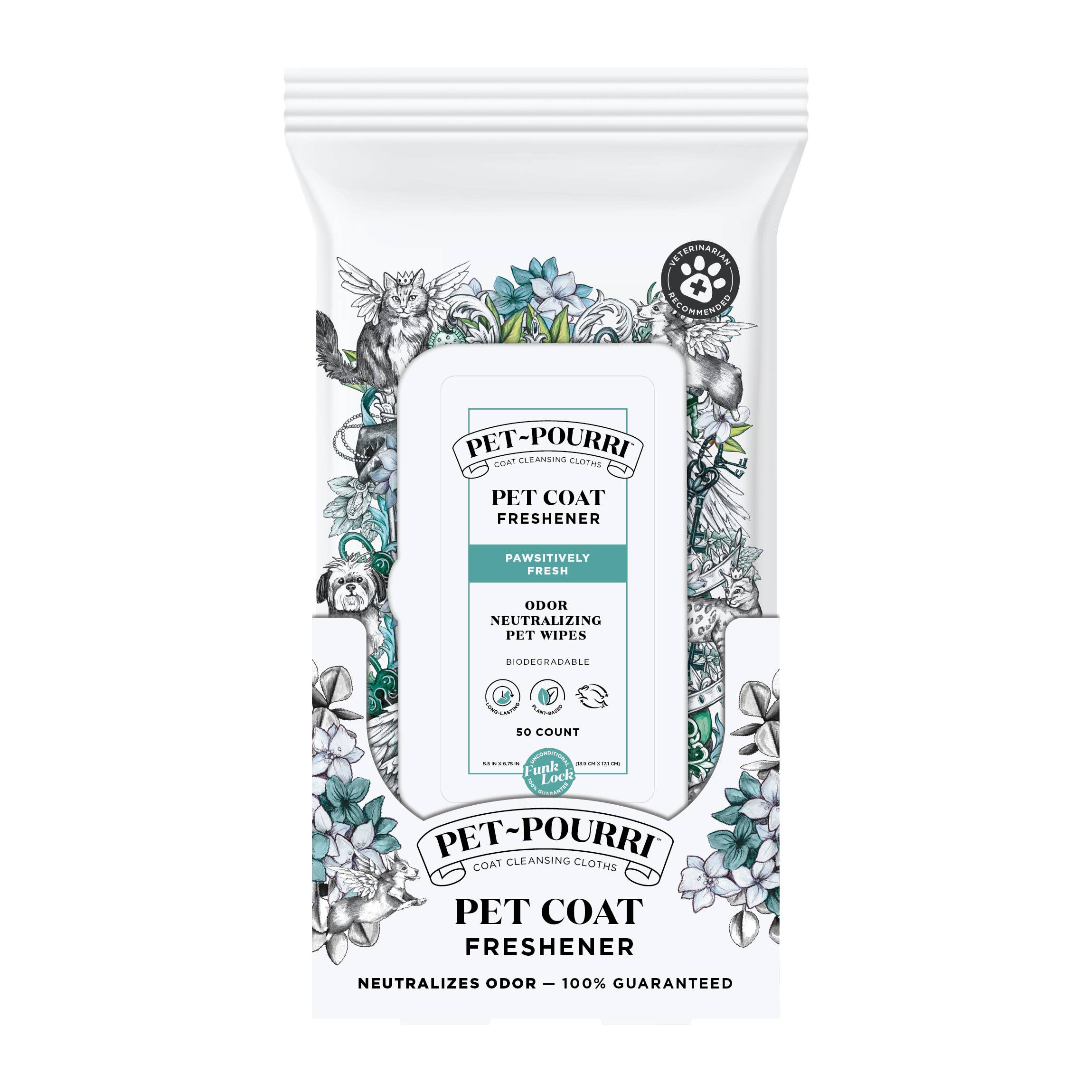 Pet~Pourri - Pet Coat Wipes - 50ct - Pawsitively Fresh Scent - Decor Addict, LLC