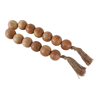 Wood, 32"l, 2"lrg Beaded Garland W/ Tassel,natural - Decor Addict, LLC