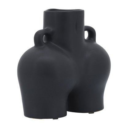 Cer, 7" Half Body Vase, Black - Decor Addict, LLC