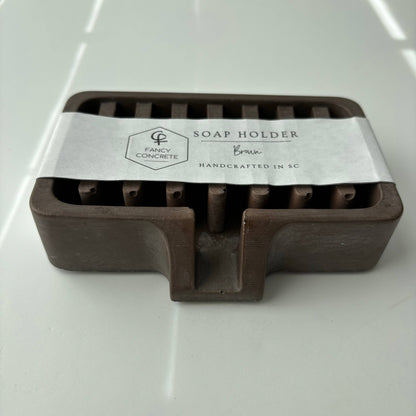Soap Holder | Concrete Soap Dish: Light Gray & Gold - Decor Addict, LLC