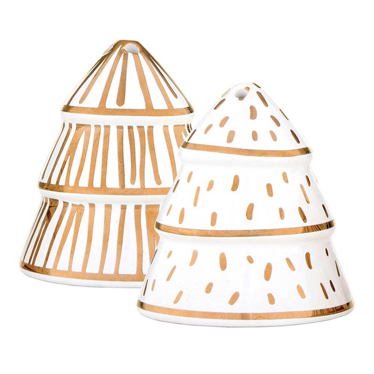 Gold Striped Tree Salt + Pepper Shakers: Material - Decor Addict, LLC