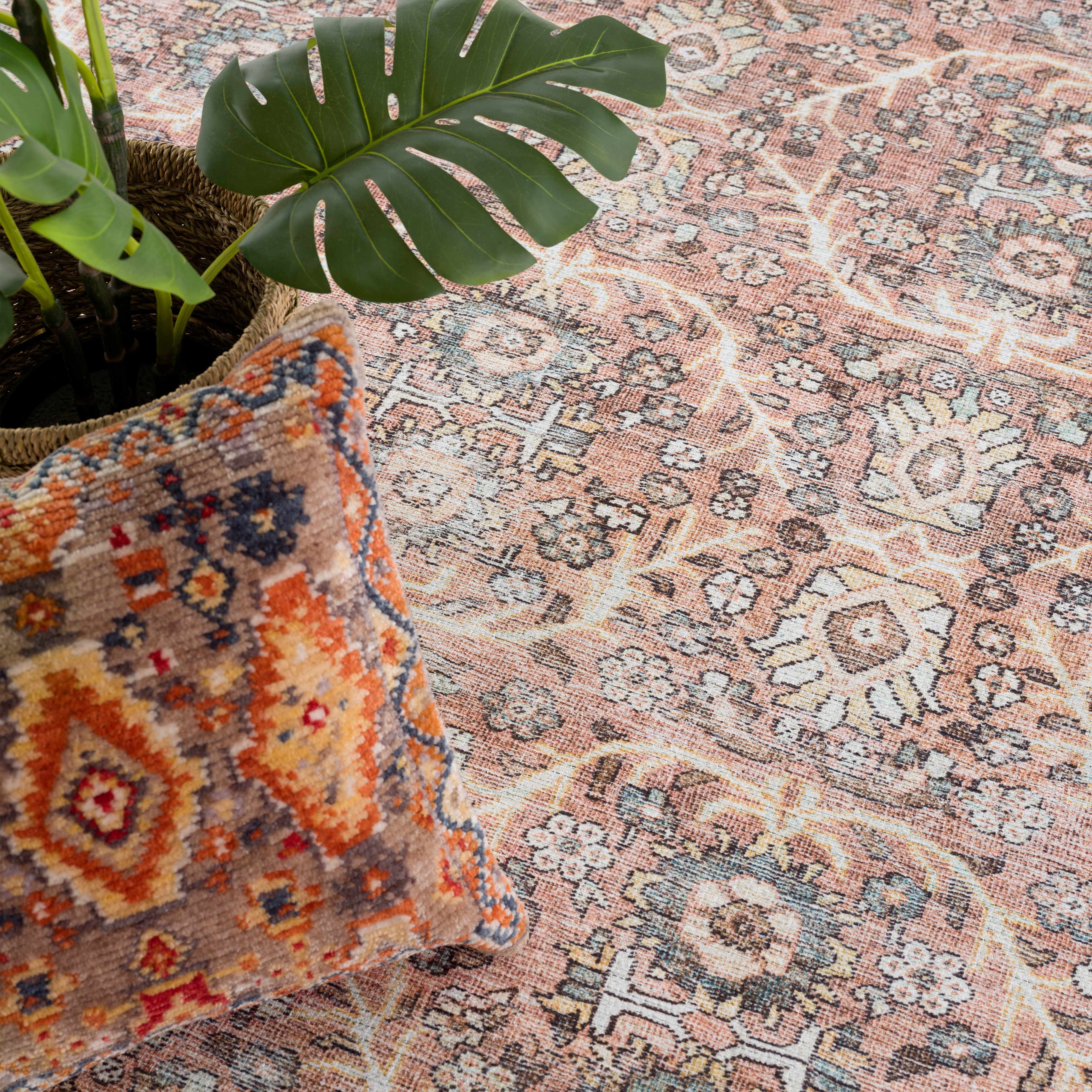 Urpi Rose & Brown Washable Area Rug - Decor Addict, LLC