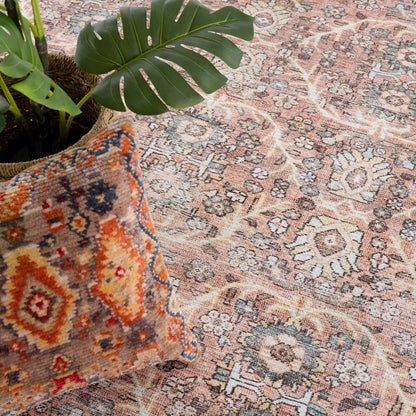 Urpi Rose & Brown Washable Area Rug - Decor Addict, LLC