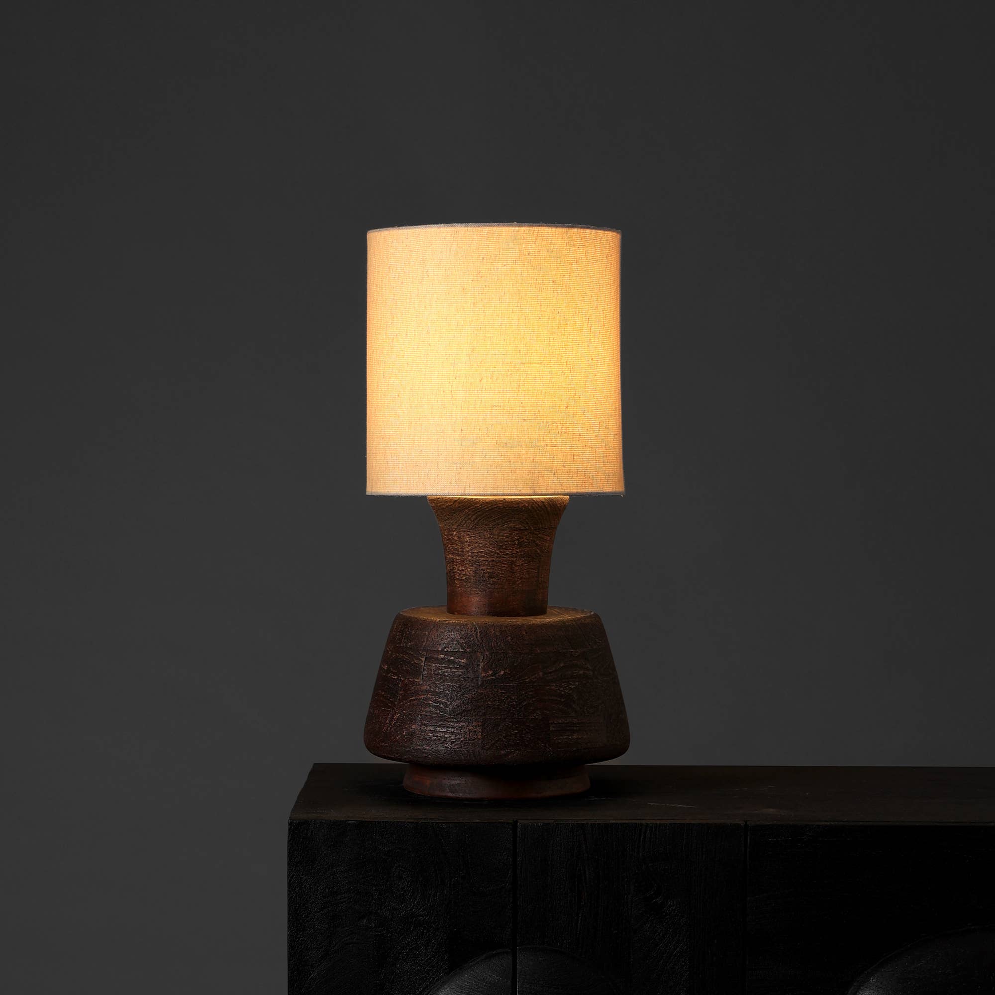 Handmade Artisanal Table Lamp with Wooden Base-13X13X26.5" - Decor Addict, LLC