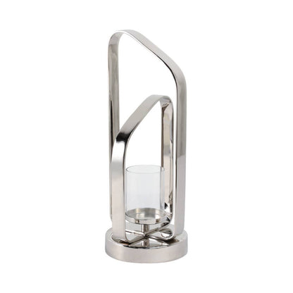 Candle Holder - Silver Metal Stylish Hurricane, 17 in. - Decor Addict, LLC
