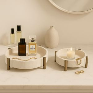 Terrace EcoMix Tray, Beige & Gold (Set of 2)