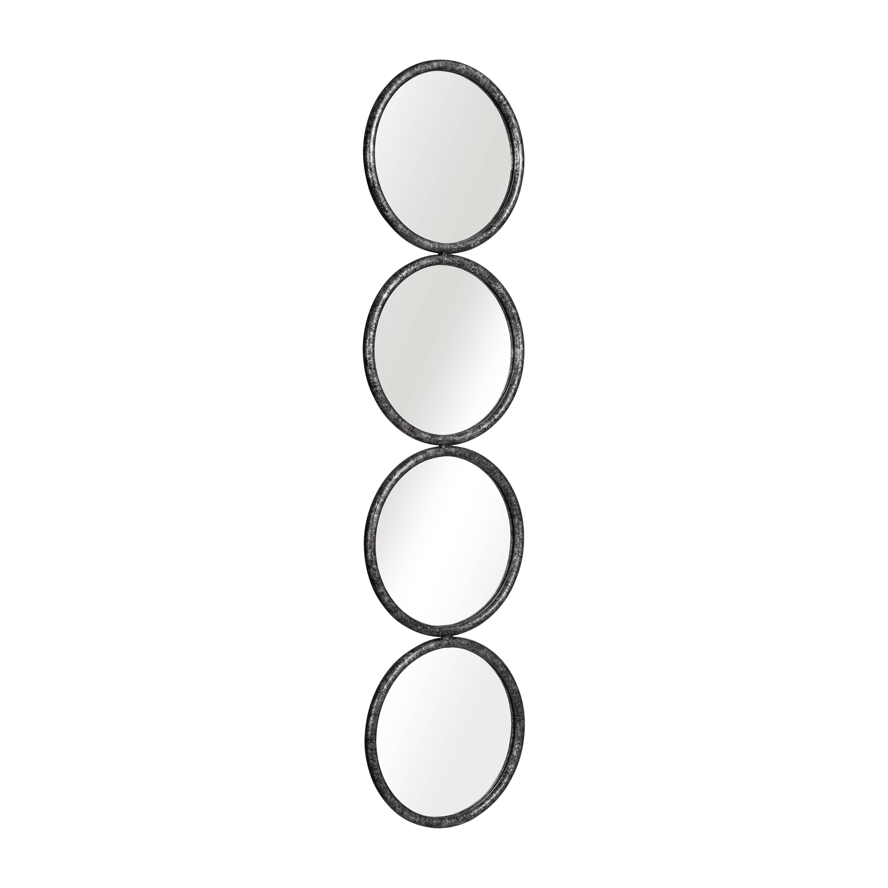 Wood Modern Four Circles Wall Mirror - Black, 48 in.