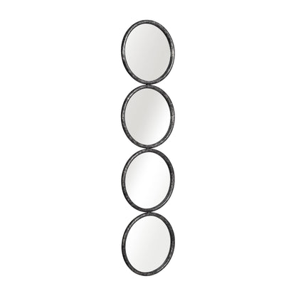 Wood Modern Four Circles Wall Mirror - Black, 48 in.