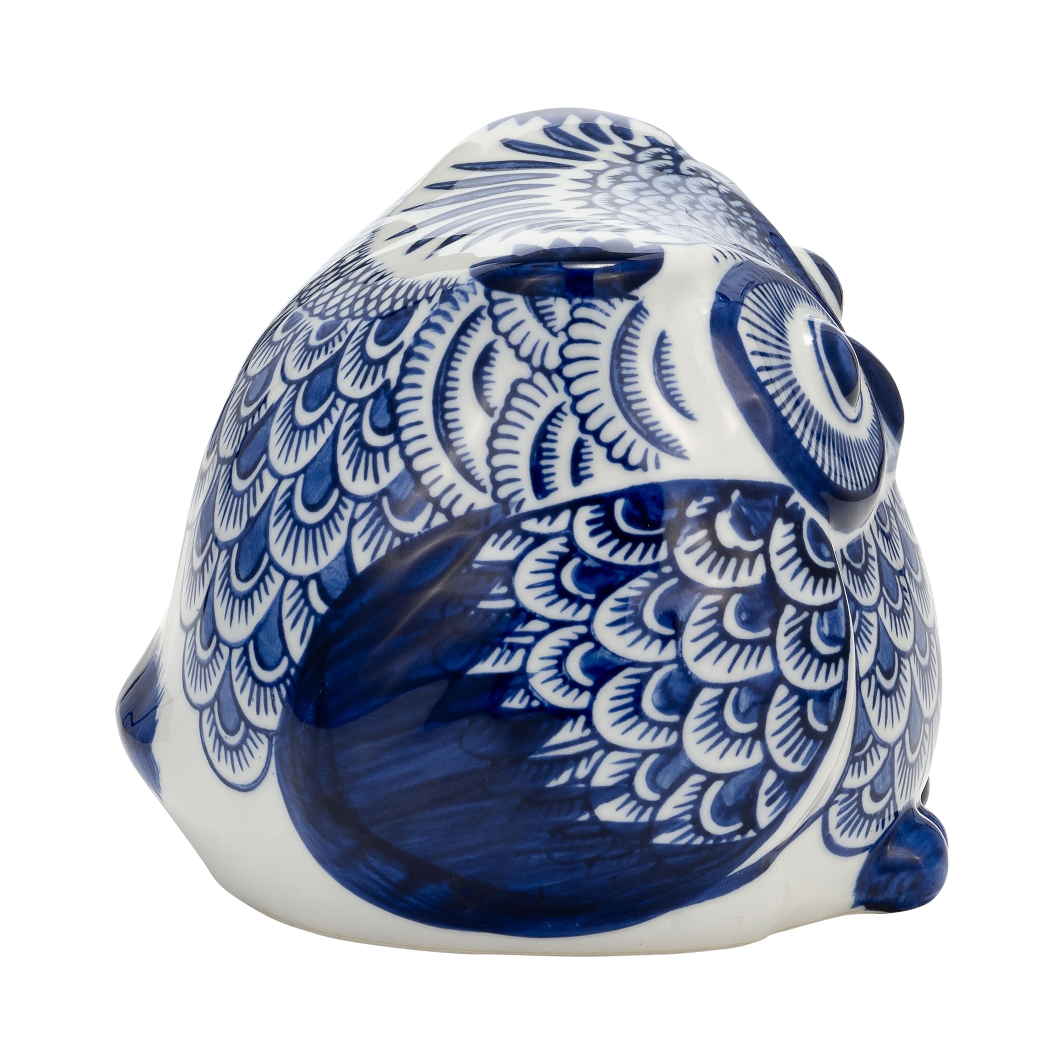 Cer, 5"h Chinoiserie Owl, Blue/white - Decor Addict, LLC