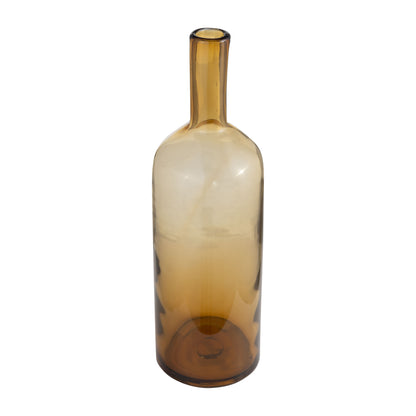 Glass, 20" Bottle W/ Stopper Amber - Decor Addict, LLC