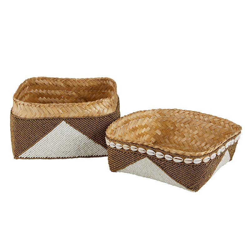 Two-Tone Beaded Baskets - Set of 3 - Decor Addict, LLC