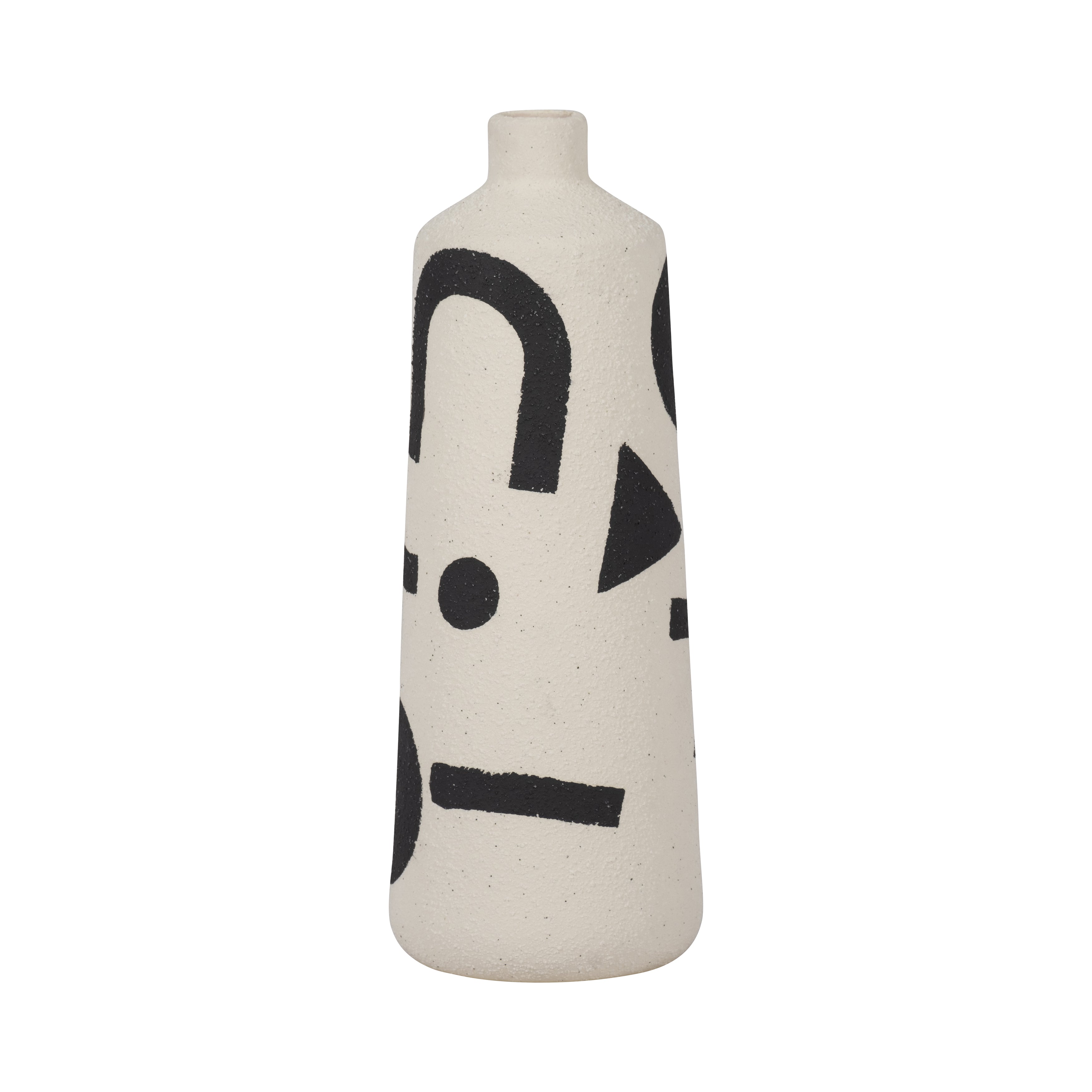 Cer, 10" Funky Vase, Ivory/black - Decor Addict, LLC