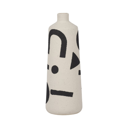 Cer, 10" Funky Vase, Ivory/black - Decor Addict, LLC