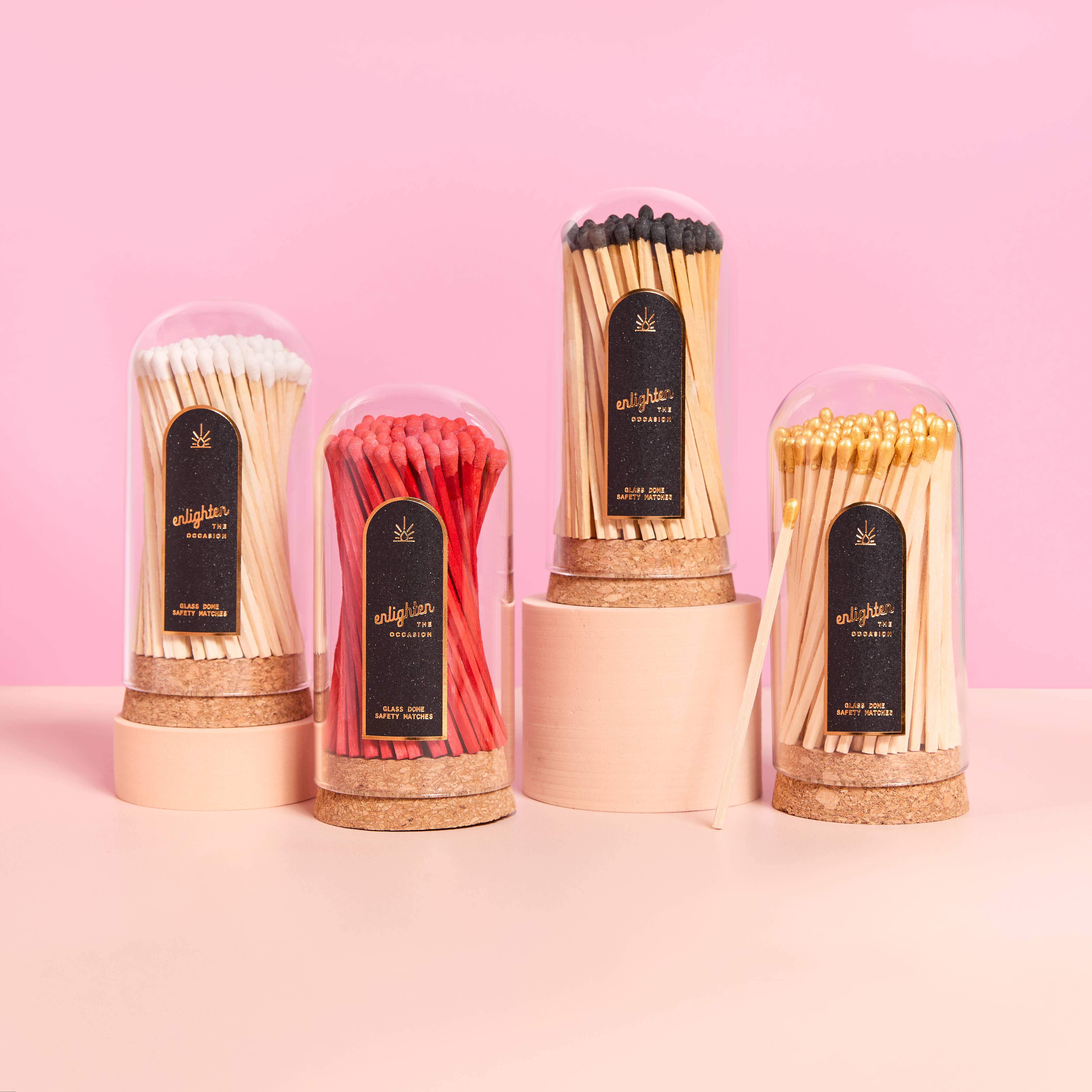 White Wooden Matchsticks in Glass Corked Dome - Decor Addict, LLC