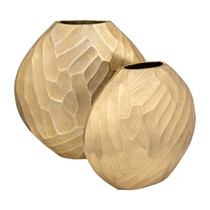 Aluminum 14"h Hammered Vase, Champagne - Decor Addict, LLC