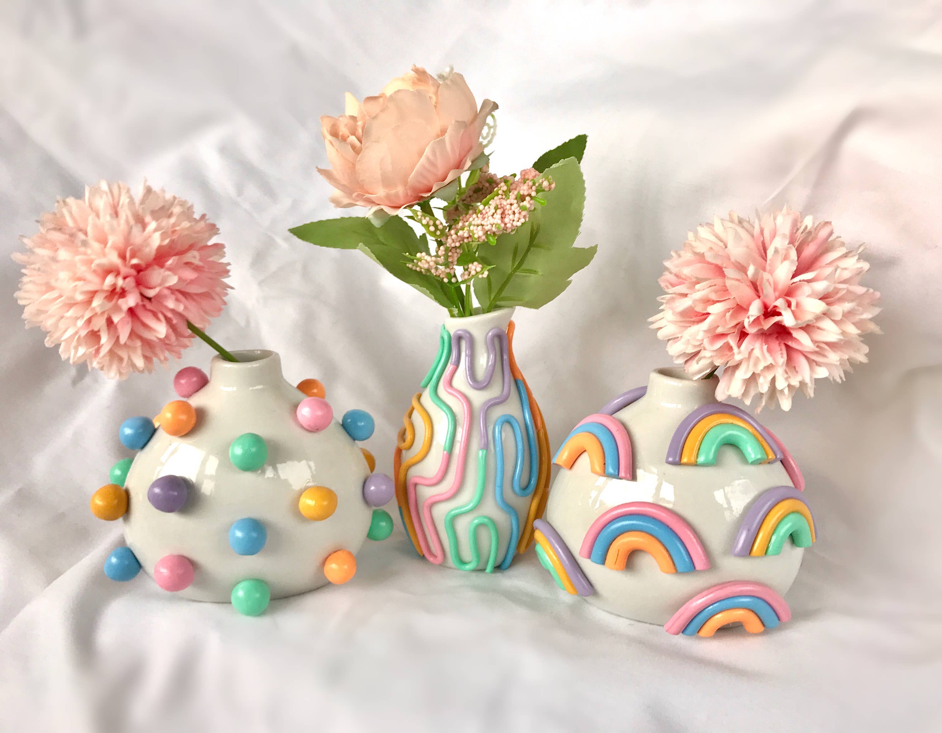 Retro Eclectic Colorful Bud Vase- Boho Mini Vase: Dots - Decor Addict, LLC