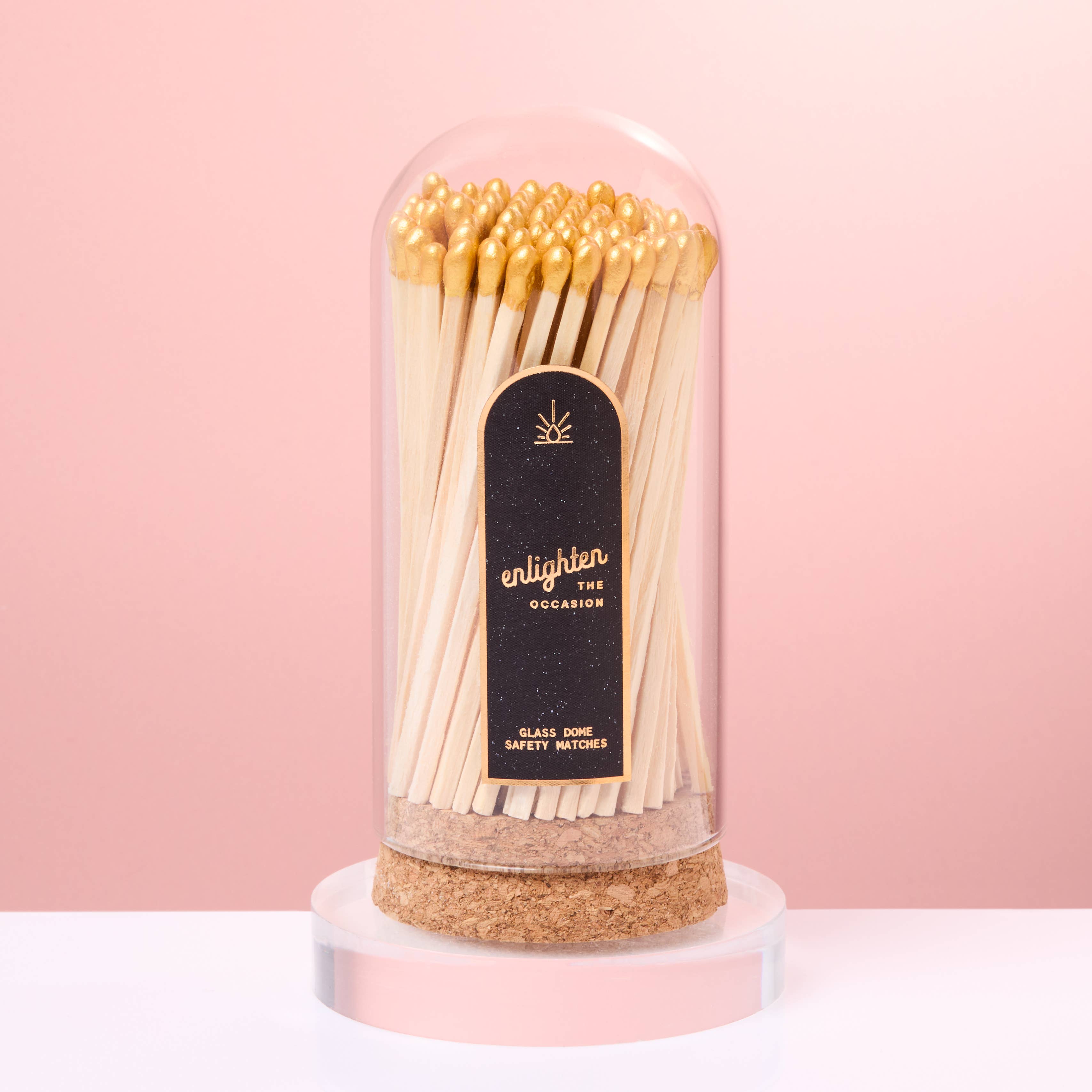 Gold Wooden Matchsticks in Glass Corked Dome - Decor Addict, LLC
