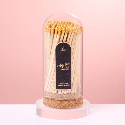 Gold Wooden Matchsticks in Glass Corked Dome - Decor Addict, LLC