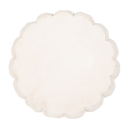 Wood, 9" Scalloped Bowl, White - Decor Addict, LLC